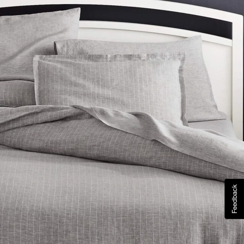 Crate&Barrel grey and white pinstripe standard pillow sham